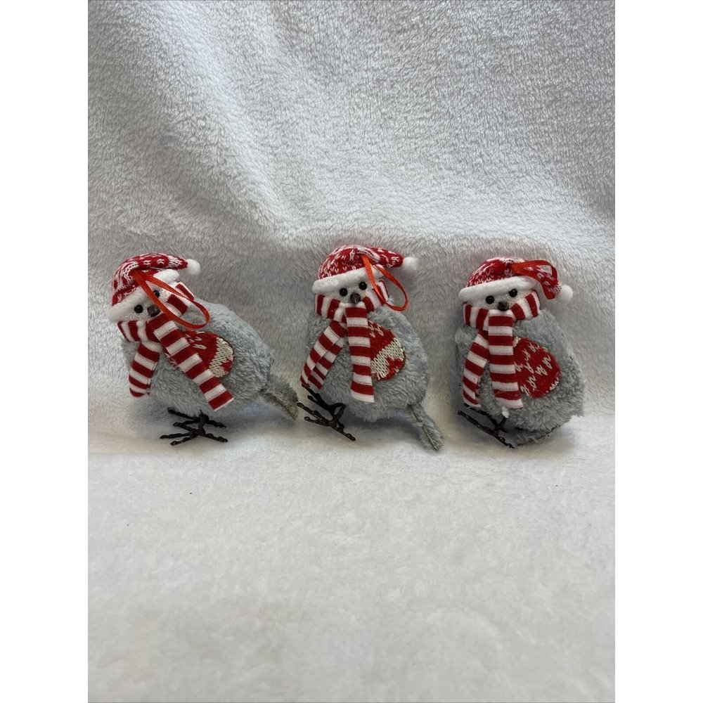 Set Of 3‎ Ornaments Partridge Christmas Tree Decor Sweater Stocking Cap